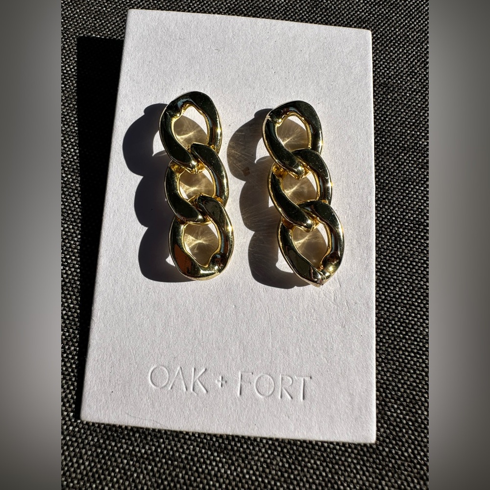 NEW Oak + Fort Gold Chain Link Earrings